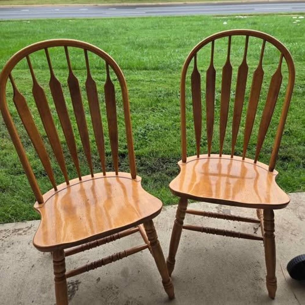 Pair of Windsor Style Wooden Dining Chairs